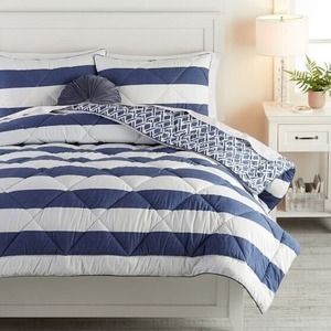 Pottery Barn Teen Diamond Stripe Reversible Sham Standard Pillowcase 26 X 20 in